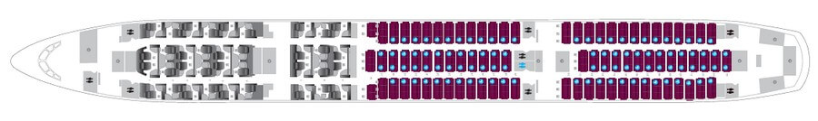 Qatar Airways Airbus A350-900 салонының екінші компоновкасы
